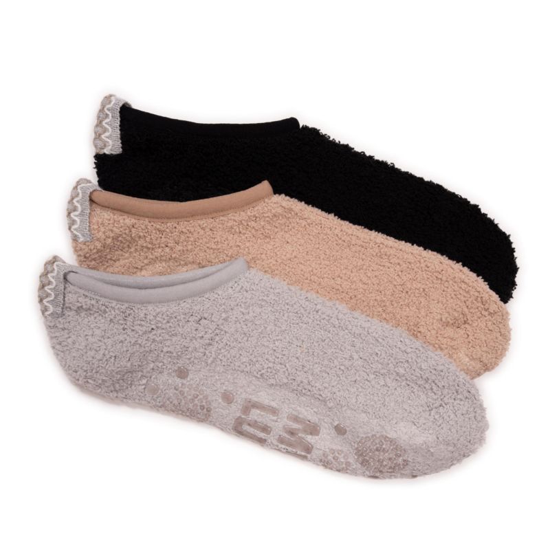 Women's Ballerina Cozy Socks with Grippers, 3 Pair Pack
