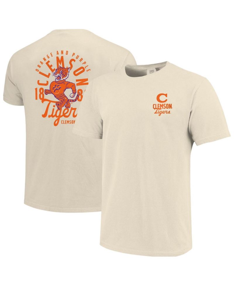 Men's Cream Clemson Tigers Comfort Colors Mascot Overlay T-Shirt
