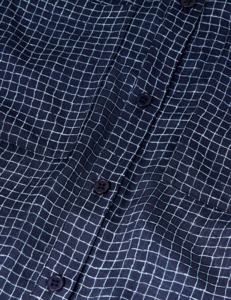 Women's Grid Print Sheer Shirt