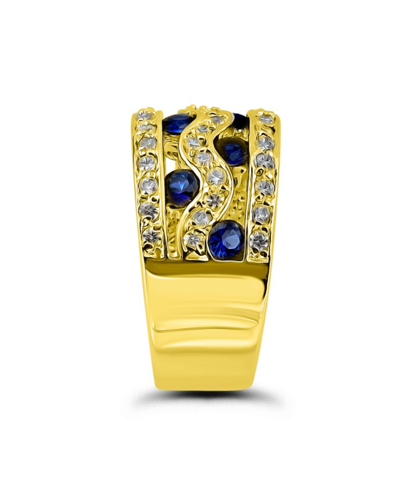 Macy's Cubic Zirconia Round Glass Stones Three Row Band Ring