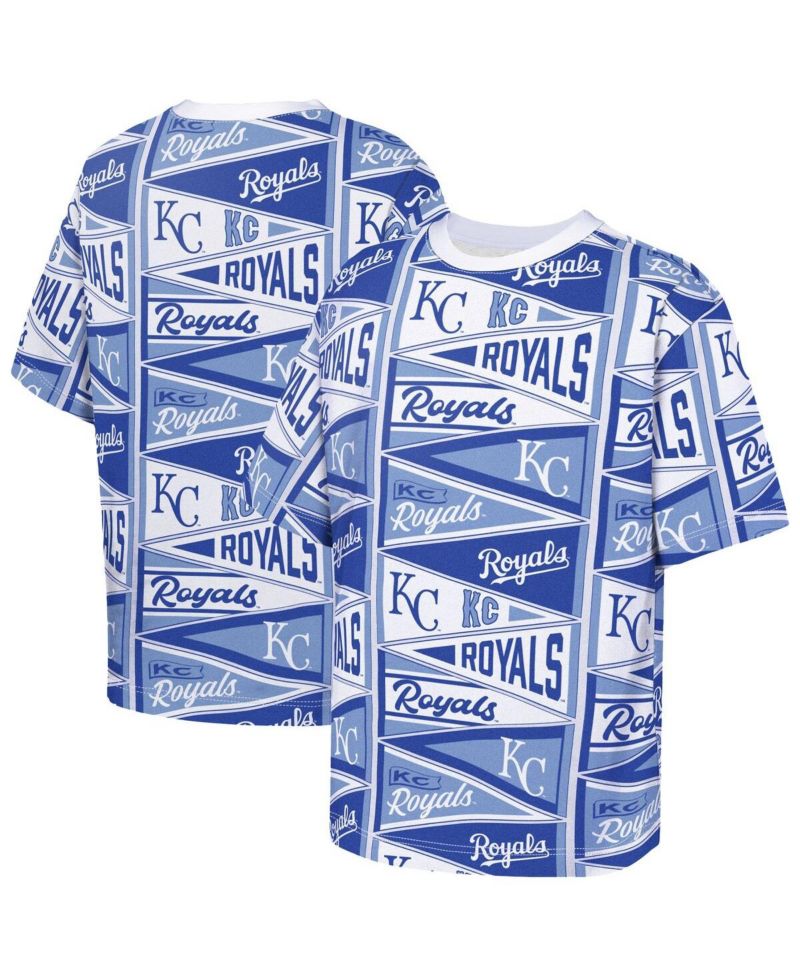 Big Boys and Girls Blue Kansas City Royals All-Over Pennant T-Shirt