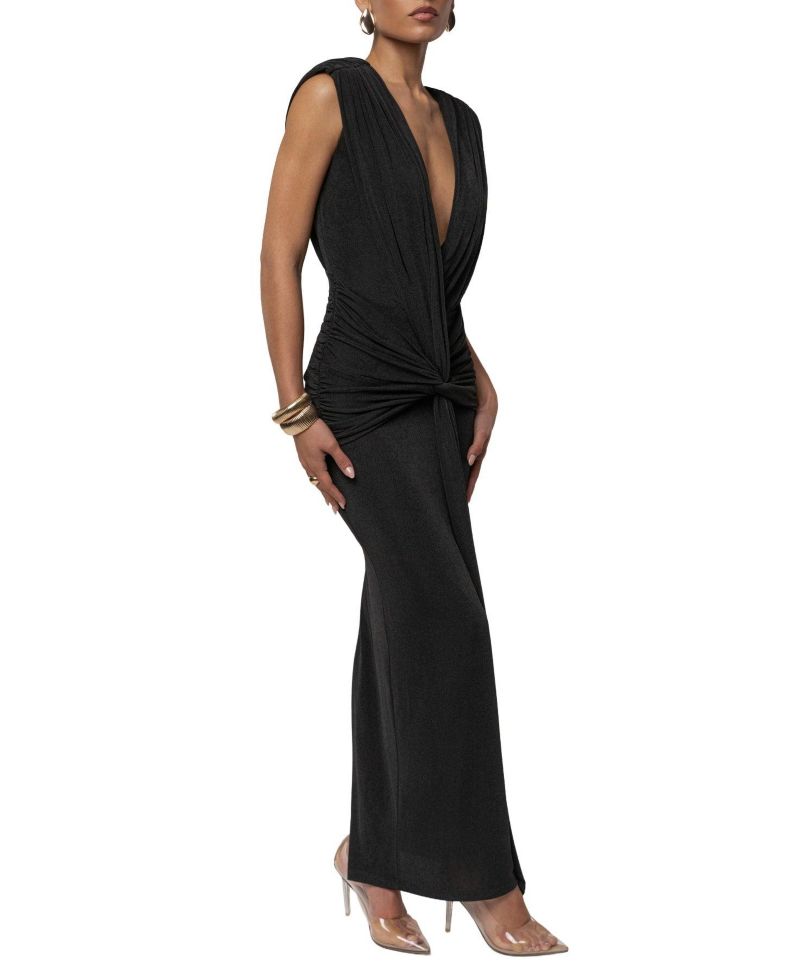 Women's Palma Plunge V-Neck Ruched Sleeveless Maxi Dress