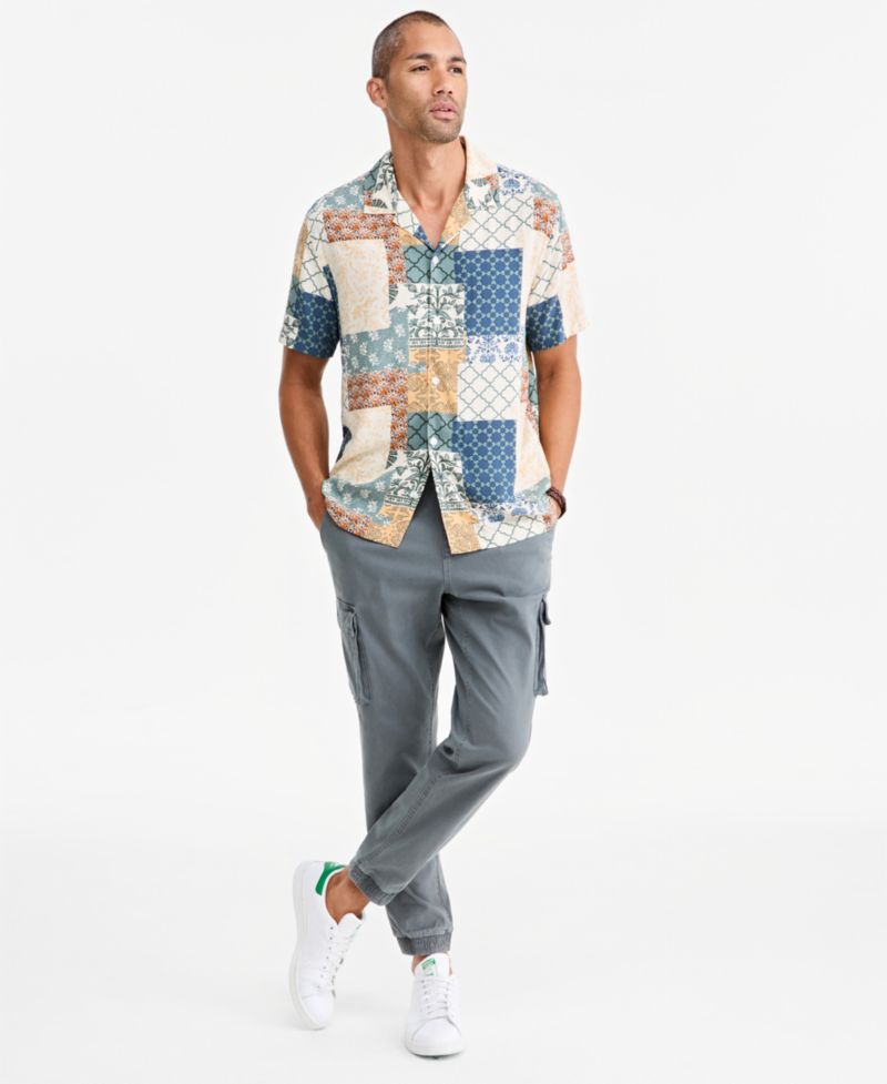 Men's Jones Patchwork-Print Camp Shirt