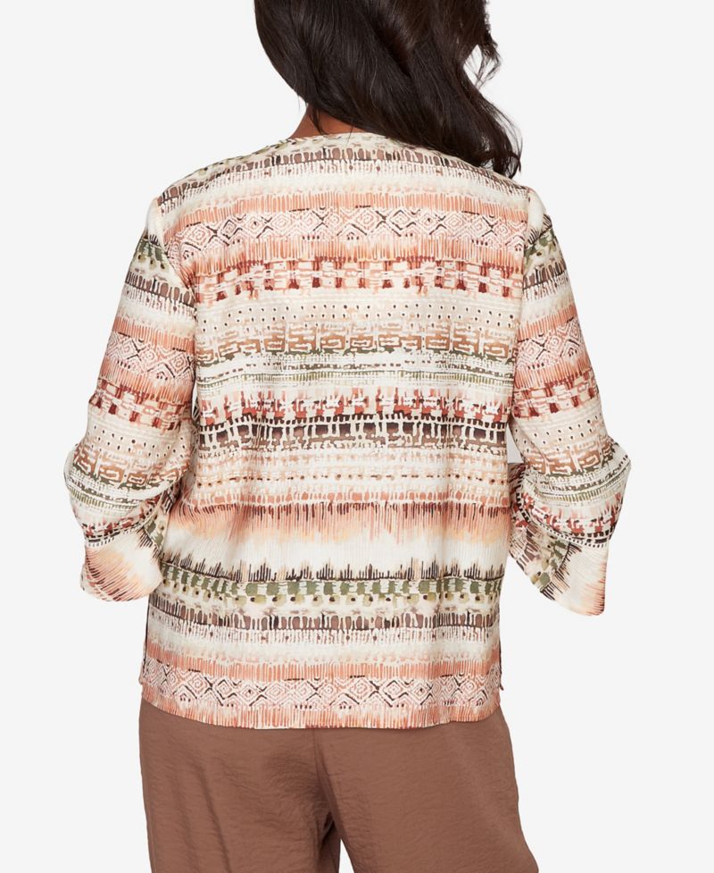 Petite Spice Market Biadere Stripe Center Seam V-Neck Top