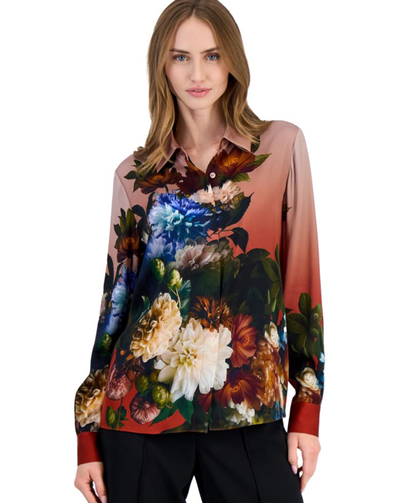 Women's Shae Long-Sleeve Button-Down Floral-Print Blouse