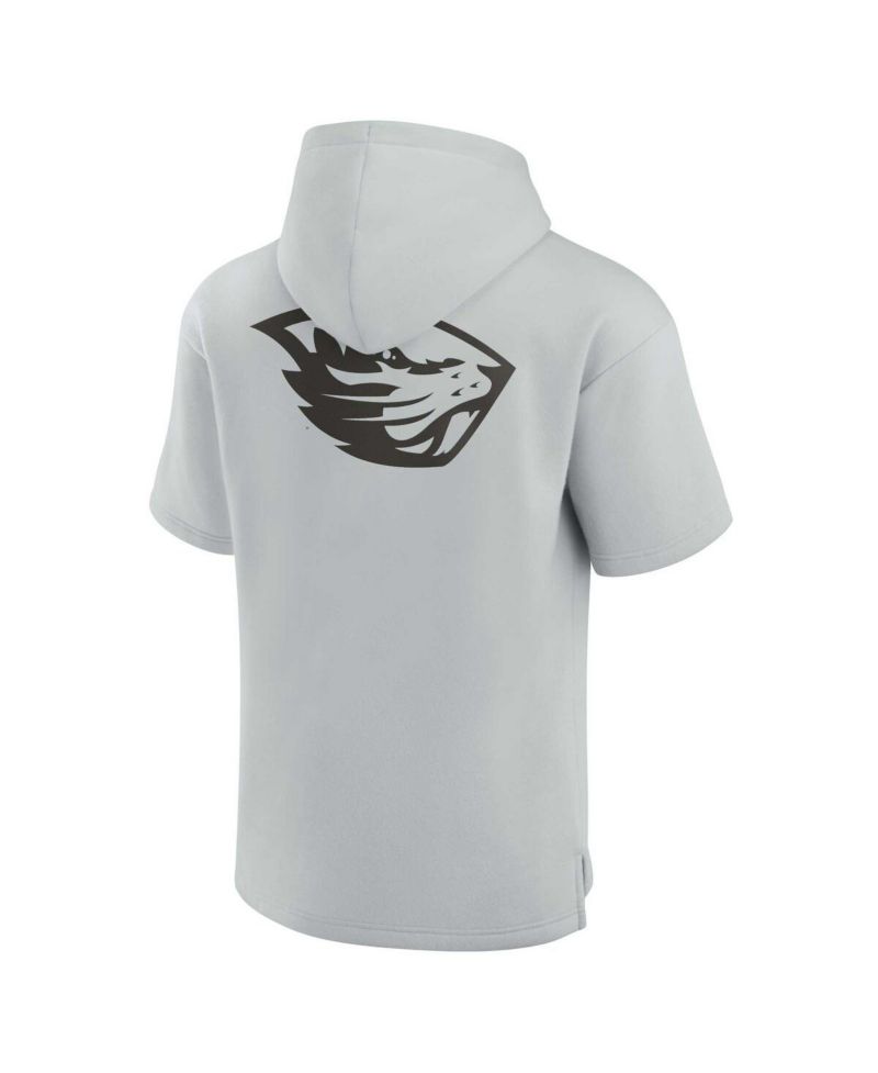 Men's and Women's Gray Oregon State Beavers Super Soft Fleece Short Sleeve Pullover Hoodie