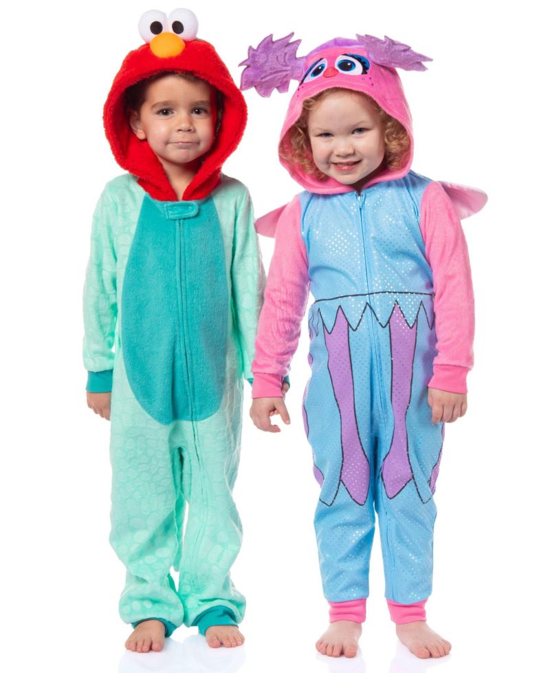 Toddler Boys 1PC Hooded Union Suit Footless Sleep Pajama - Elmo Abby Cadabby