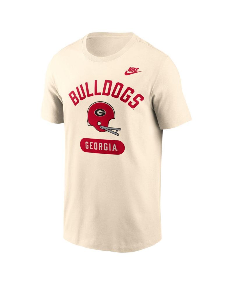 Men's Natural Georgia Bulldogs Legacy Arch Helmet T-Shirt
