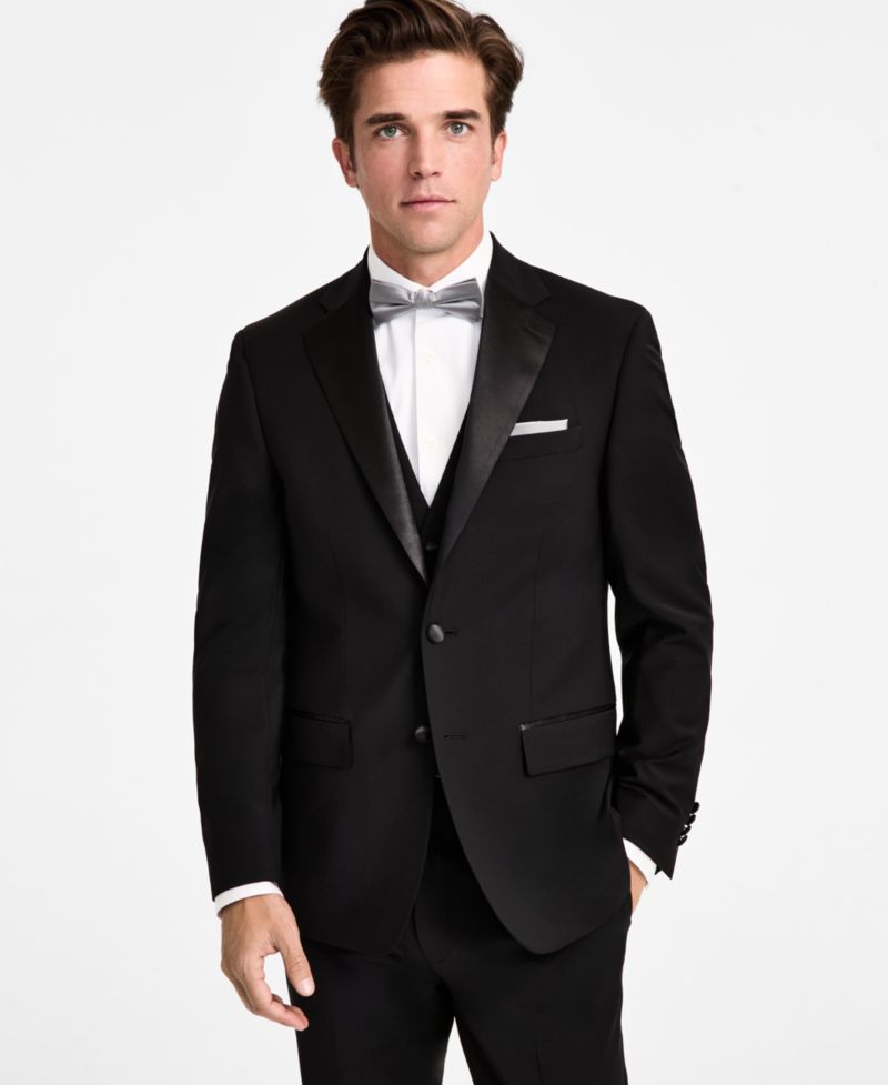 Men's Slim-Fit Wool-Blend Tuxedo Pants