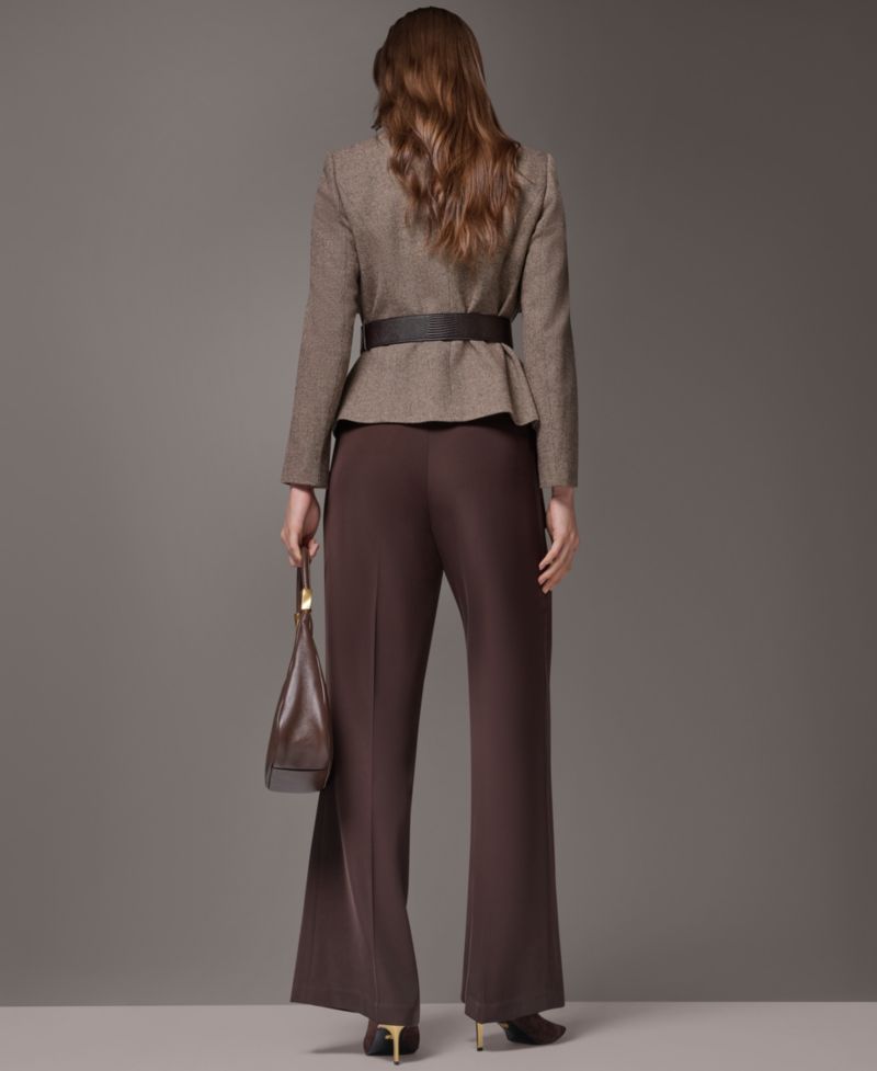 Women Cropped Shoulder-Padded Belted Blazer