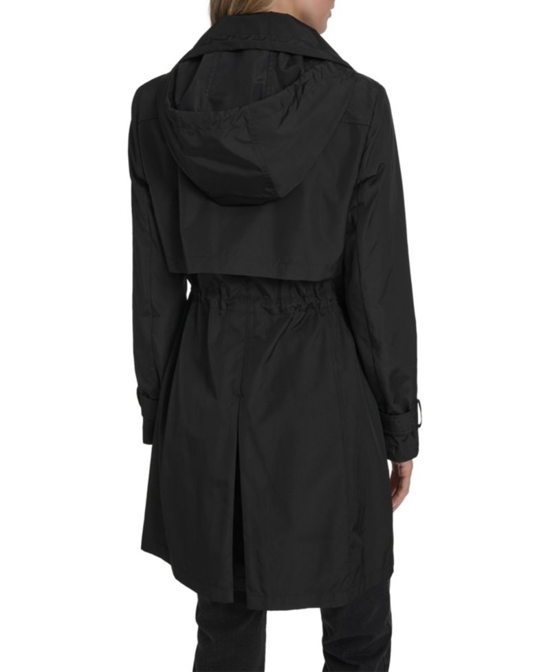 Women's Zip Up Trench Coat With Stow Away Hood