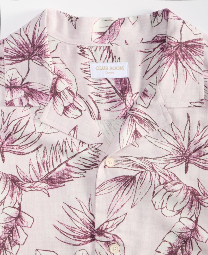 Men's Petal Paisley Silk Blend Short Sleeve Shirt, Macy's Exclusive