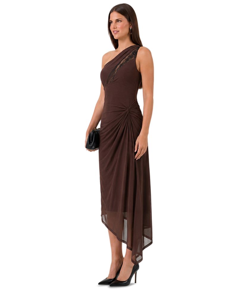 Women's Lace One-Shoulder Midi Dress