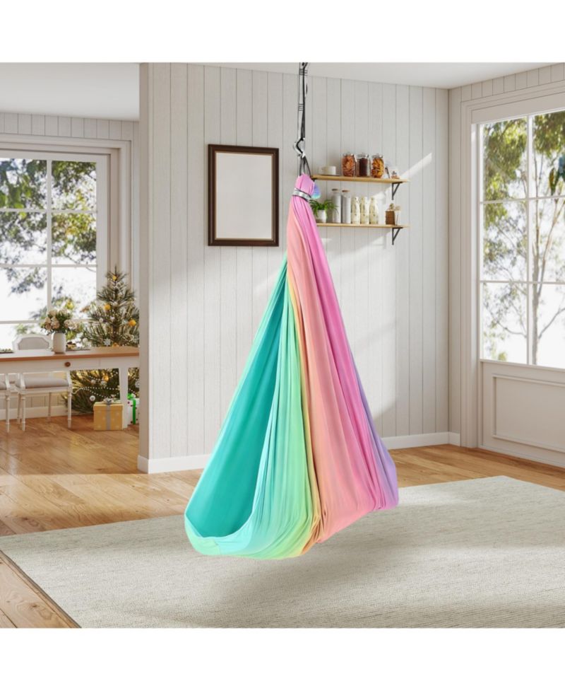 Dual-Layer Sensory Swing, 55" x 59", 360degree(s) Swivel, Holds Up to 300 lb, Indoor Outdoor Therapy Swing