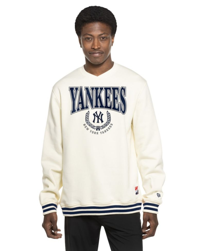 Men's White New York Yankees Throwback Sweatshirt