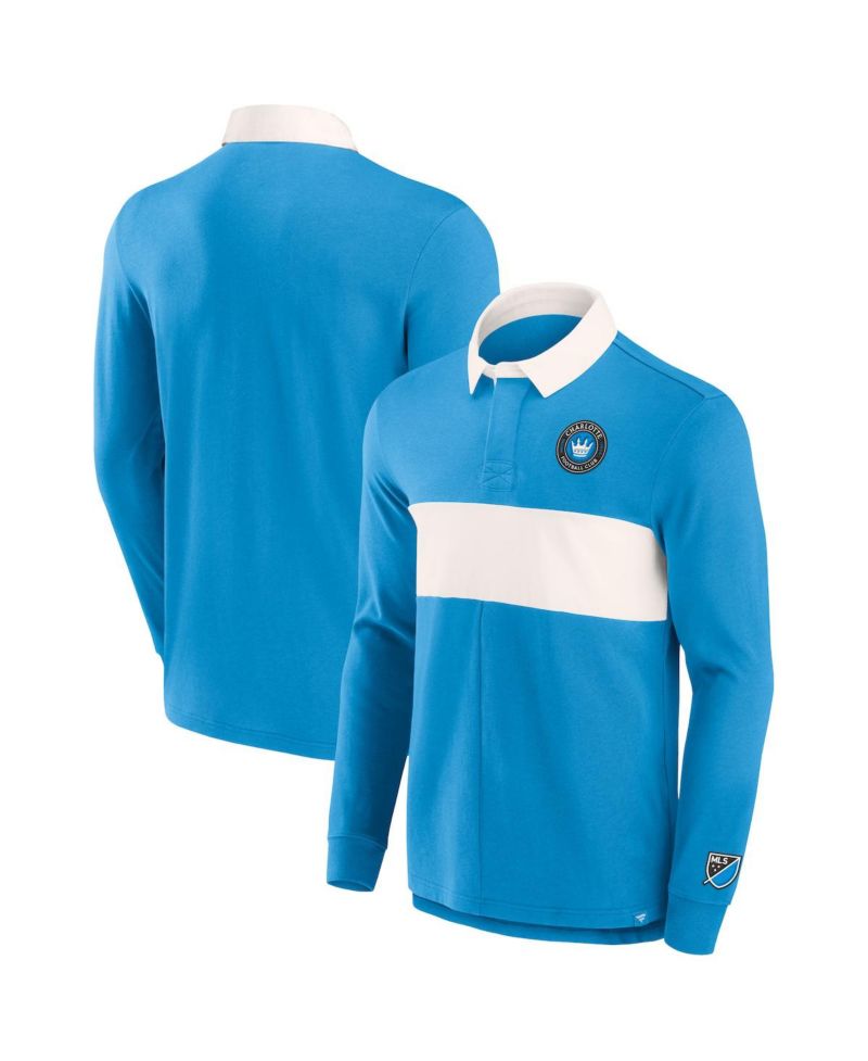 Men's Blue Charlotte FC Penalty Kick Long Sleeve Polo Shirt