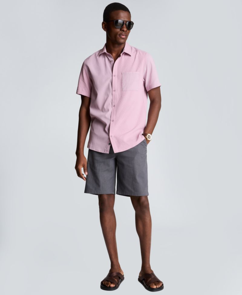 Men's Mixed Media Point Collar Sport Shirt