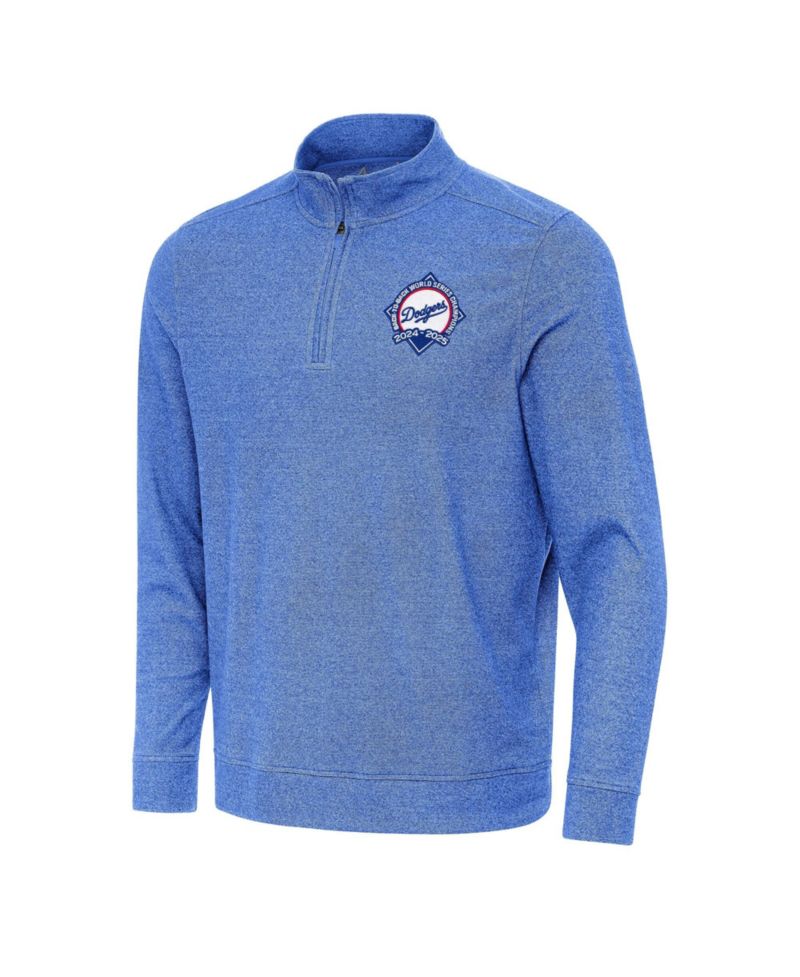 Men's Heather Royal Los Angeles Dodgers Back-to-Back World Series s Subtle Quarter-Zip Pullover Sweatshirt
