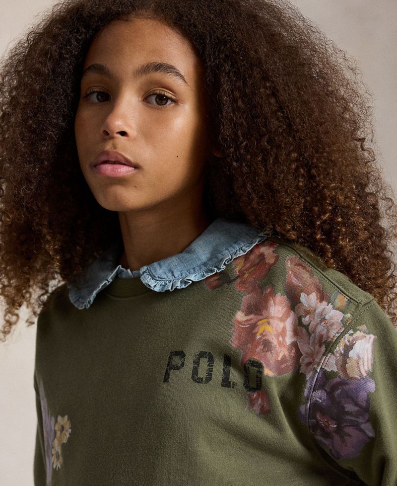 Girls' 7-16 Floral Fleece Sweatshirt