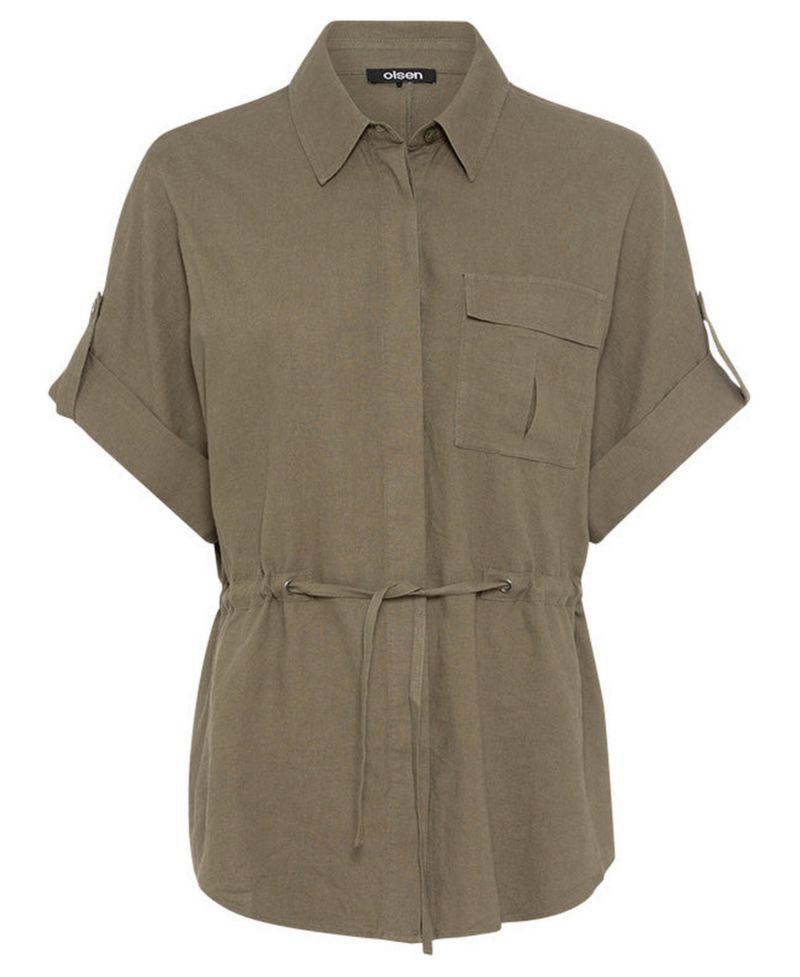 Women's Camp Shirt Drawstring Waist