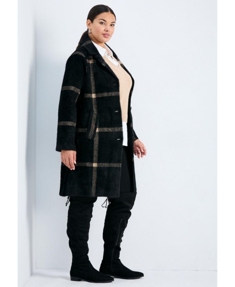 Plus Size Gigi Check Sweater Coat