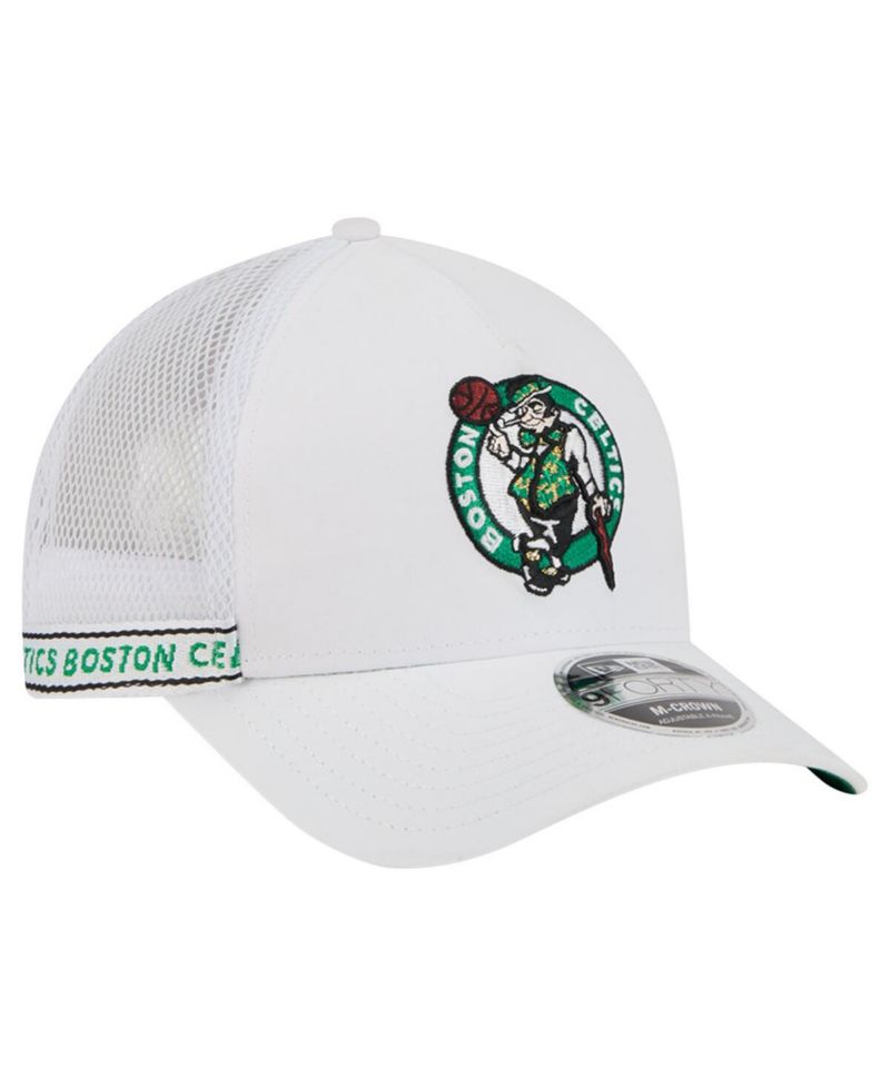 Men's White Boston Celtics Featherweight Team Tape 9FORTY M-Crown A-Frame Adjustable Hat