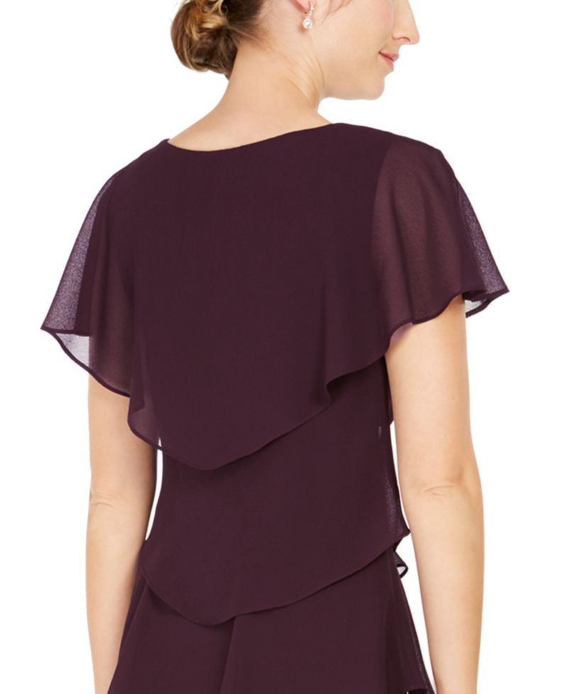 Tiered Rhinestone Capelet Dress