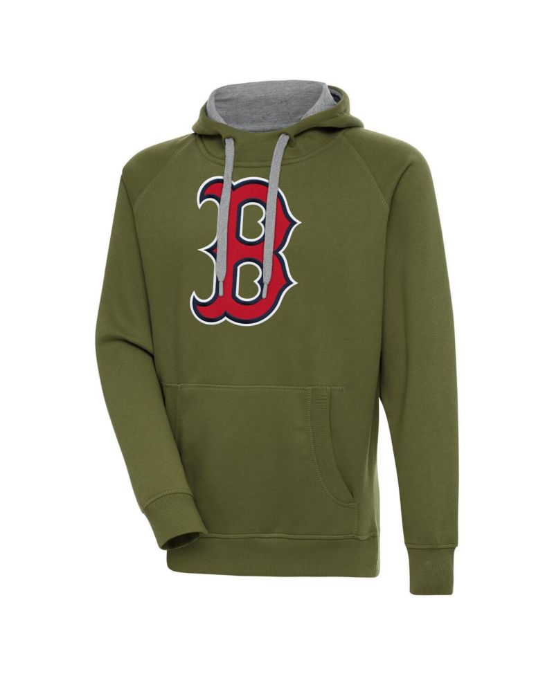 Men's Olive Boston Red Sox Victory Pullover Hoodie