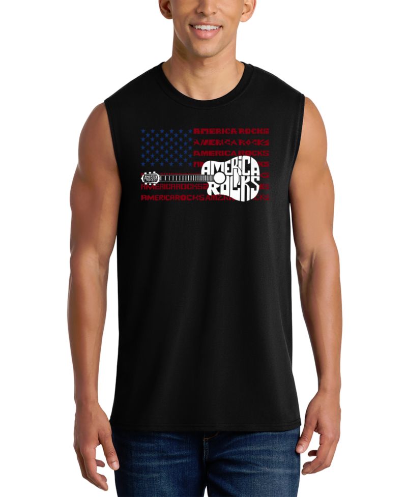 Men's America Rock Word Art Graphic Tank Top