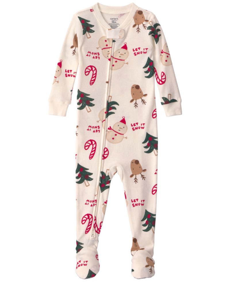 Baby Boys' and Girls' Christmas Icon Long-Sleeve Footed Pajamas, 1-Piece