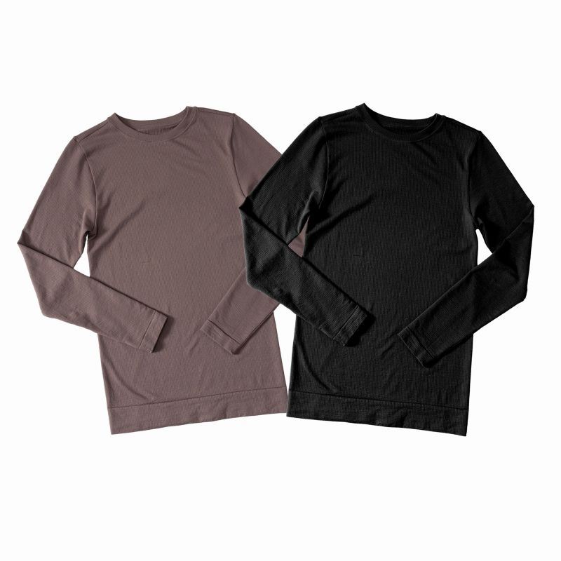 Maternity Ingrid + Isabel Seamless Rib Long Sleeve Crew Tee pack of 2