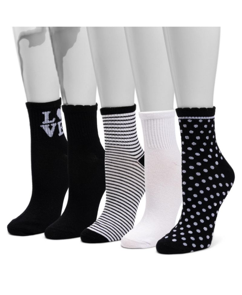 Women's 5 Pair Pack Quarter Crew Novelty Bamboo Socks