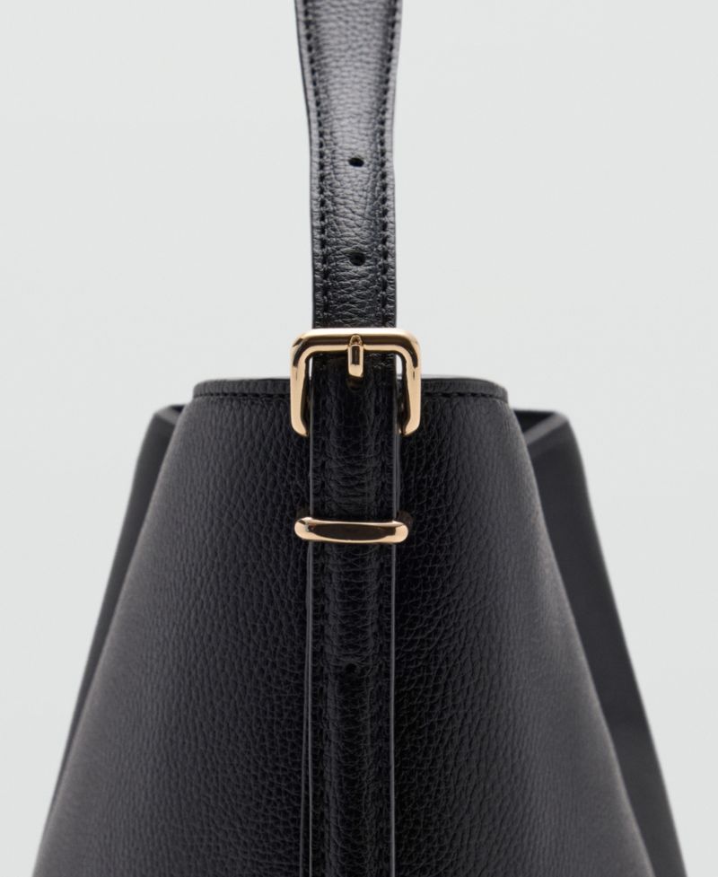 Buckle Faux Leather Adjustable Bucket Bag