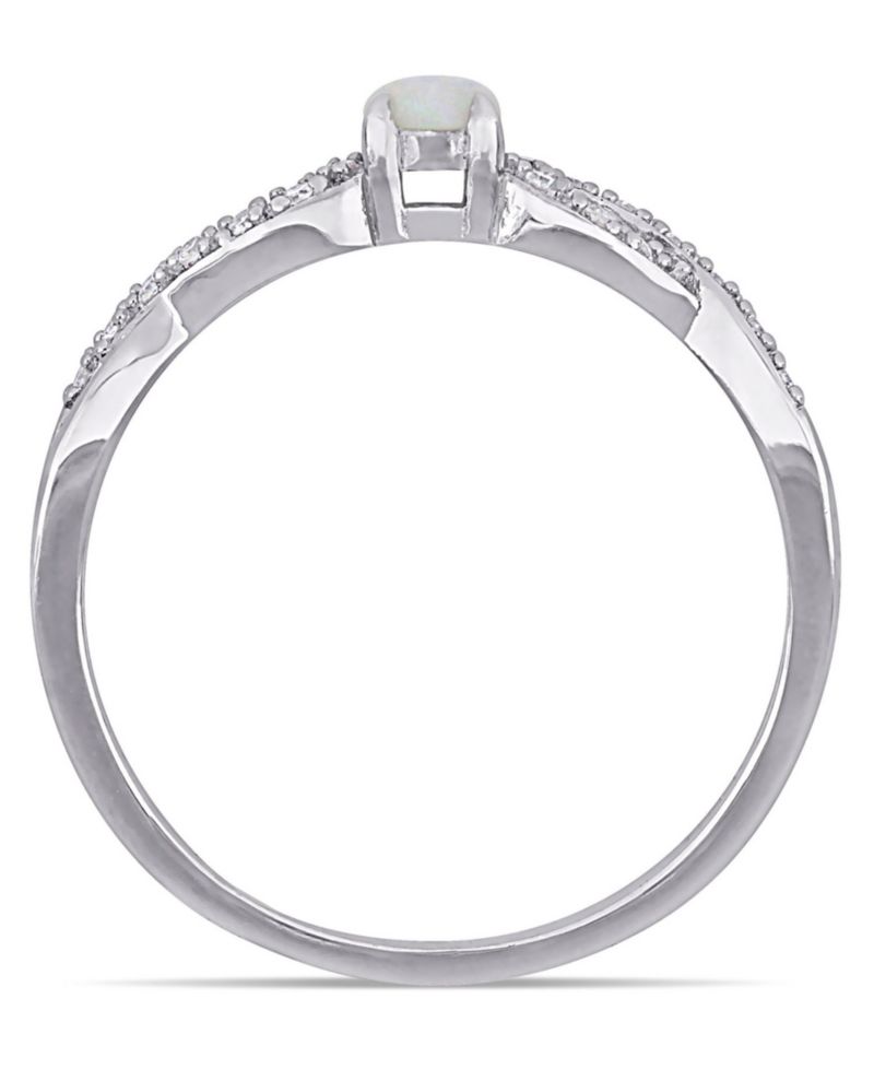 Opal (1/10 ct. t.w.) and Diamond (1/10 ct. t.w.) Sterling Silver, Infinity Ring