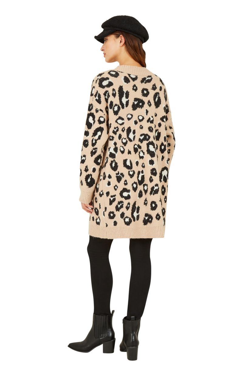 Women's Animal Intarsia Knit Long Cardigan