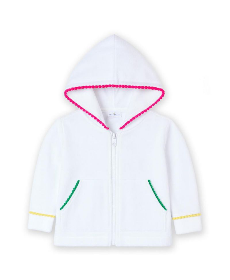 Little Girls Terry Hoodie with Pom