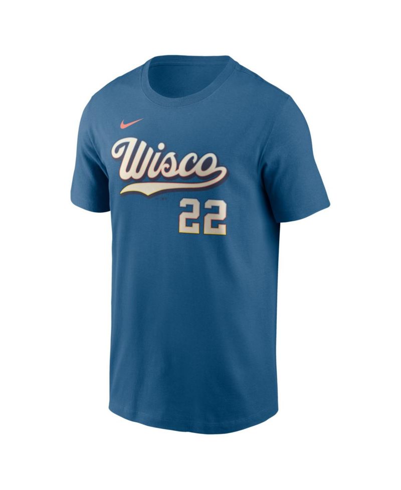Men's Christian Yelich Mineral Blue Milwaukee Brewers 2026 City Connect Name & Number T-Shirt