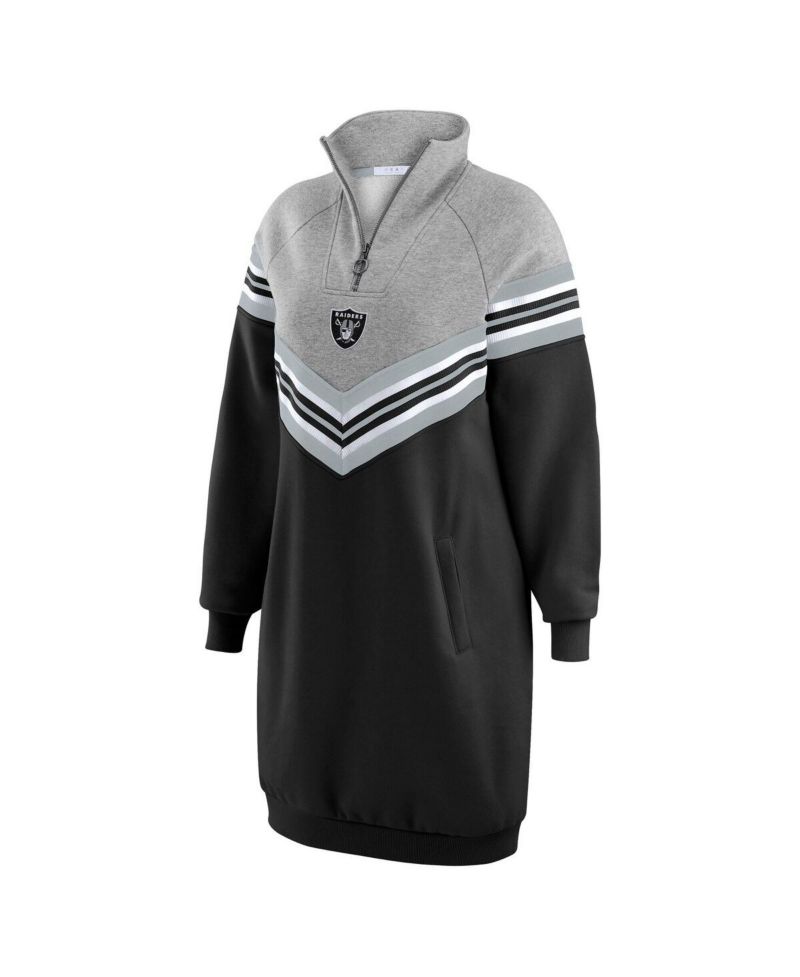 Women's Black/Heather Gray Las Vegas Raiders Chevron Stripe Dress