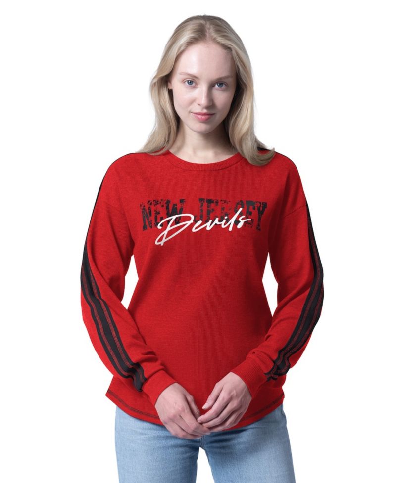 Women's Red New Jersey Devils Advantage Thermal Long-Sleeve Tri-Blend T-Shirt