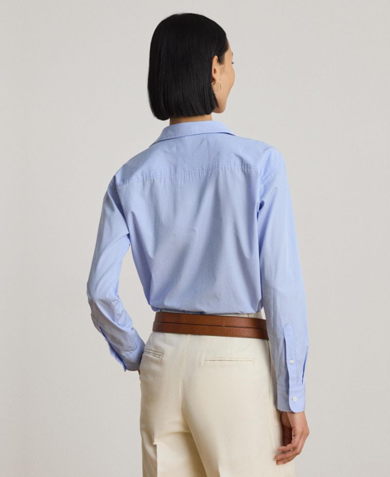 Women's Point Collar Striped Broadcloth Shirt