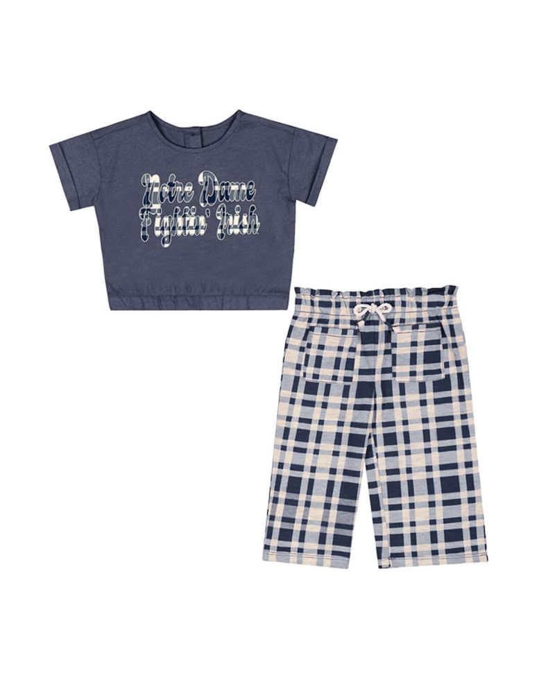Baby Boys and Girls 2-Piece Navy Notre Dame Fighting Irish Sky Castle T-Shirt and Pants Set