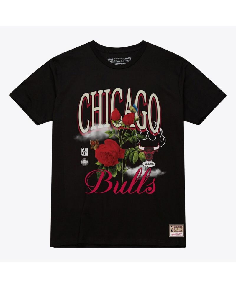 Men's and Women's Black Chicago Bulls Floral Graphic T-Shirt