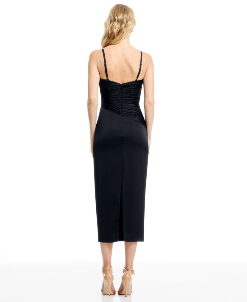 Women's Sleeveless V-Neck Asymmetrical Bodice Midi Dress