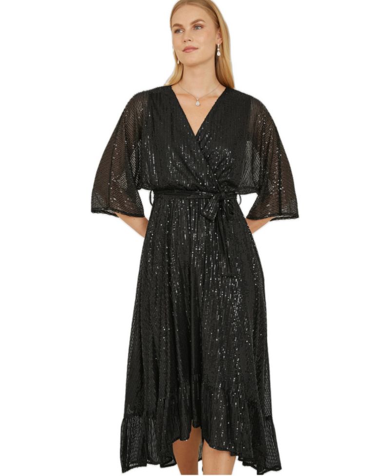 Women's Sequin Midi Wrap Dress