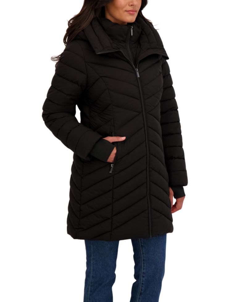 Women's Hooded Stretch Puffer with Bib