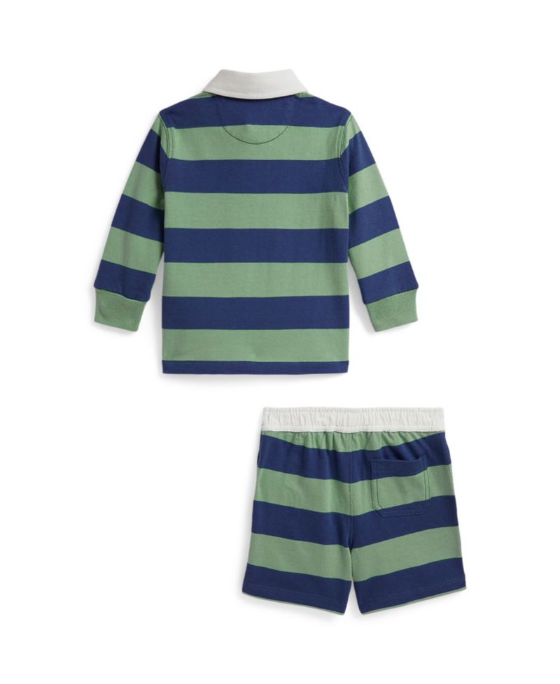 Baby Boys' Striped Rugby Shirt and Shorts, 2-Piece Set
