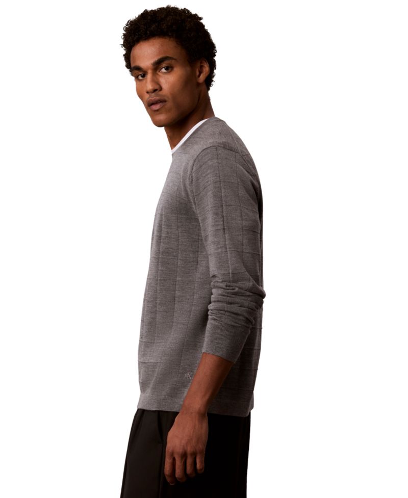 Men's Merino Grid Lightweight Crewneck Sweater