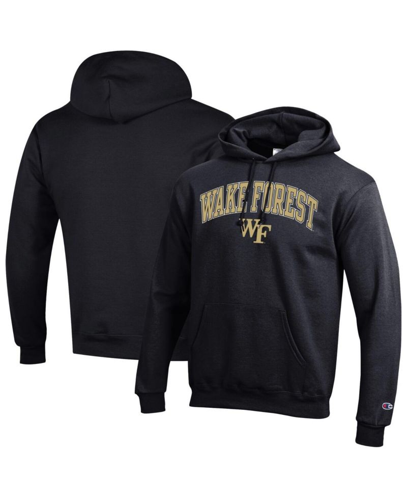 Men's Black Wake Forest Demon Deacons Arched Logo Fleece Pullover Hoodie