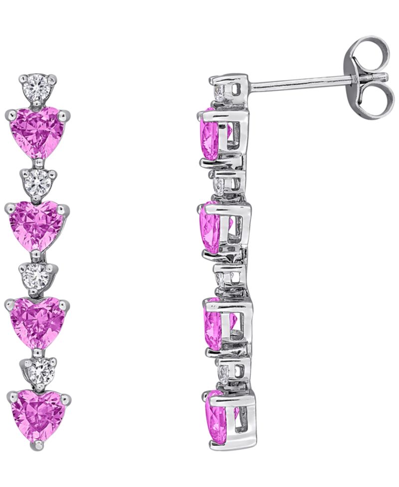 Lab Created Blue Sapphire (2-1/6 ct. t.w.) & Lab Created White Sapphire (1/3 ct. t.w.) Drop Earrings in Sterling Silver (Also Available in Pink Sapphire)