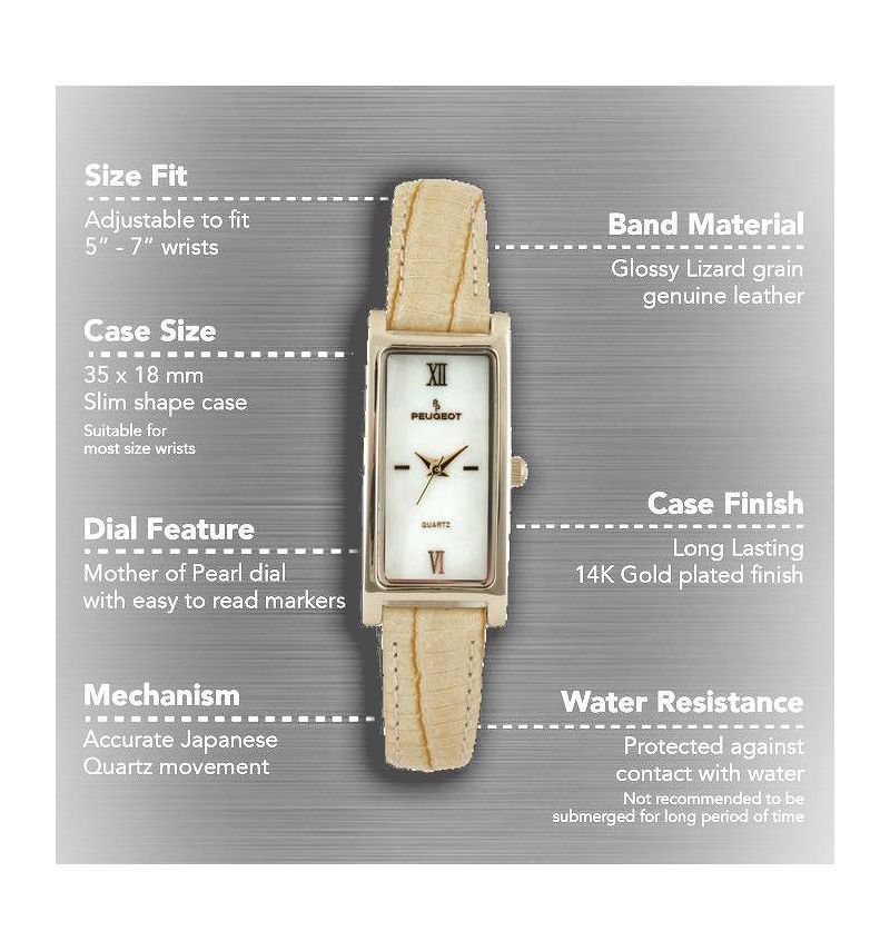 Women 35x18mm Rectangular Watch Glossy Tan Leather Strap